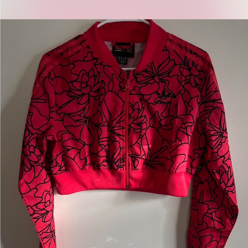 Adidas by Pharrell Williams Women's Red Floral Jacket